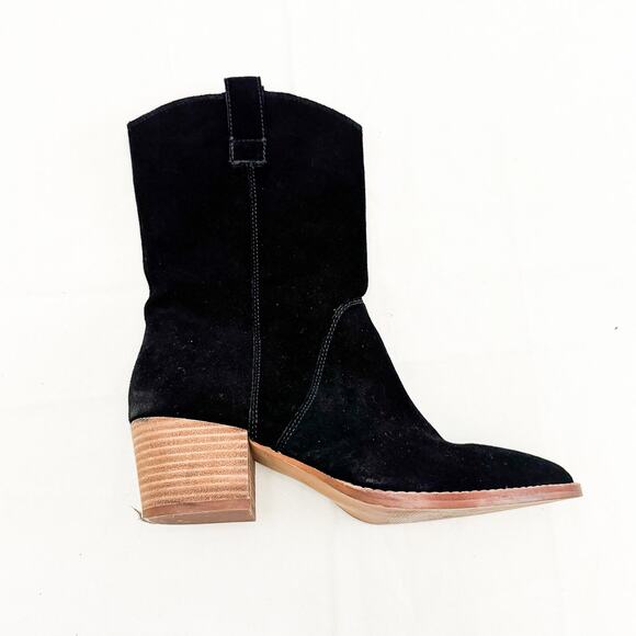 Madewell The Cassity Tall Western Boot in Suede Black Suede Size 9 - Picture 6 of 6